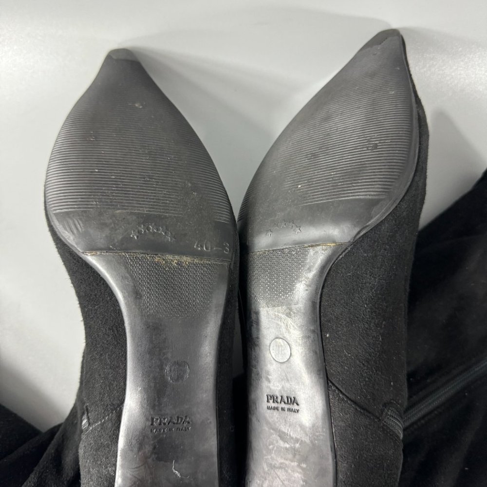 Prada Black Suede High Boots, Size 38 - Picture 9 of 14